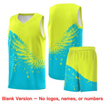 Custom Sky Blue Fluorescent Green Wing Pattern Sports Uniform Basketball Jersey | BuyFootballJersey