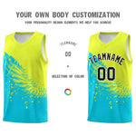 Custom Sky Blue Fluorescent Green Wing Pattern Sports Uniform Basketball Jersey | BuyFootballJersey