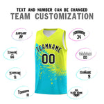 Custom Sky Blue Fluorescent Green Wing Pattern Sports Uniform Basketball Jersey | BuyFootballJersey