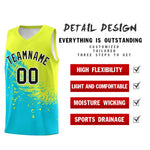 Custom Sky Blue Fluorescent Green Wing Pattern Sports Uniform Basketball Jersey | BuyFootballJersey