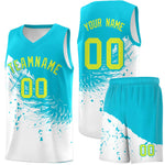Custom White Sky Blue Wing Pattern Sports Uniform Basketball Jersey | BuyFootballJersey
