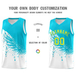 Custom White Sky Blue Wing Pattern Sports Uniform Basketball Jersey | BuyFootballJersey