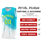 Custom White Sky Blue Wing Pattern Sports Uniform Basketball Jersey | BuyFootballJersey