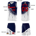 Custom White Navy Wing Pattern Sports Uniform Basketball Jersey | BuyFootballJersey