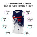 Custom White Navy Wing Pattern Sports Uniform Basketball Jersey | BuyFootballJersey