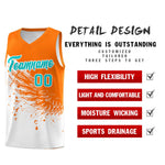 Custom White Orange Wing Pattern Sports Uniform Basketball Jersey | BuyFootballJersey
