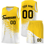 Custom White Gold Wing Pattern Sports Uniform Basketball Jersey | BuyFootballJersey
