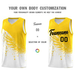Custom White Gold Wing Pattern Sports Uniform Basketball Jersey | BuyFootballJersey