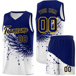 Custom White Navy Wing Pattern Sports Uniform Basketball Jersey | BuyFootballJersey
