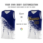 Custom White Navy Wing Pattern Sports Uniform Basketball Jersey | BuyFootballJersey