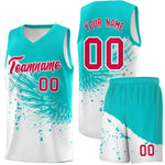 Custom White Aqua Wing Pattern Sports Uniform Basketball Jersey | BuyFootballJersey