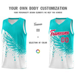 Custom White Aqua Wing Pattern Sports Uniform Basketball Jersey | BuyFootballJersey
