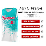Custom White Aqua Wing Pattern Sports Uniform Basketball Jersey | BuyFootballJersey