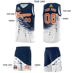 Custom White Navy Wing Pattern Sports Uniform Basketball Jersey | BuyFootballJersey
