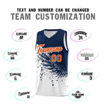 Custom White Navy Wing Pattern Sports Uniform Basketball Jersey | BuyFootballJersey
