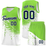 Custom White Fluorescent Green Wing Pattern Sports Uniform Basketball Jersey | BuyFootballJersey
