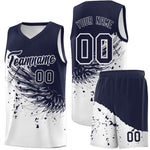Custom White Navy Wing Pattern Sports Uniform Basketball Jersey | BuyFootballJersey