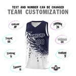 Custom White Navy Wing Pattern Sports Uniform Basketball Jersey | BuyFootballJersey