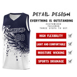 Custom White Navy Wing Pattern Sports Uniform Basketball Jersey | BuyFootballJersey