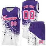 Custom White Purple Wing Pattern Sports Uniform Basketball Jersey | BuyFootballJersey