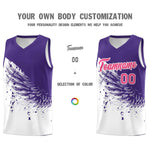Custom White Purple Wing Pattern Sports Uniform Basketball Jersey | BuyFootballJersey