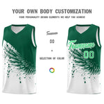 Custom White Kelly Green Wing Pattern Sports Uniform Basketball Jersey | BuyFootballJersey