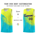 Custom Sky Blue Fluorescent Green Wing Pattern Sports Uniform Basketball Jersey | BuyFootballJersey