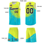 Custom Sky Blue Fluorescent Green Wing Pattern Sports Uniform Basketball Jersey | BuyFootballJersey