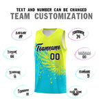 Custom Sky Blue Fluorescent Green Wing Pattern Sports Uniform Basketball Jersey | BuyFootballJersey