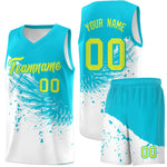 Custom White Sky Blue Wing Pattern Sports Uniform Basketball Jersey | BuyFootballJersey