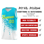 Custom White Sky Blue Wing Pattern Sports Uniform Basketball Jersey | BuyFootballJersey