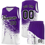 Custom White Purple Wing Pattern Sports Uniform Basketball Jersey | BuyFootballJersey