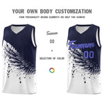 Custom White Navy Wing Pattern Sports Uniform Basketball Jersey | BuyFootballJersey