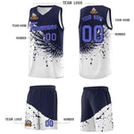 Custom White Navy Wing Pattern Sports Uniform Basketball Jersey | BuyFootballJersey