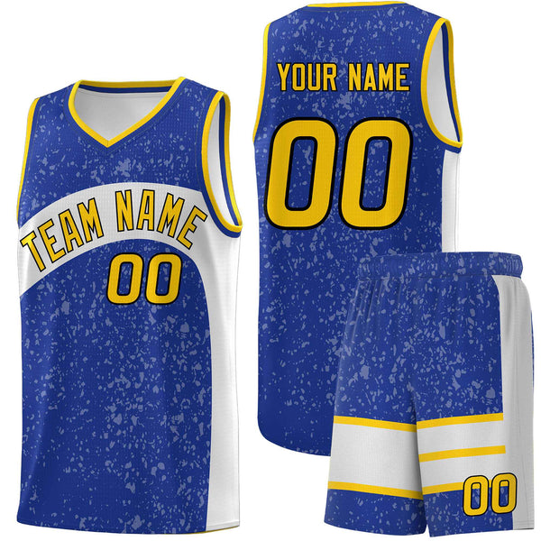 Custom Royal White Dot Graffiti Pattern Irregular Team Names Sports Uniform Basketball Jersey | BuyFootballJersey