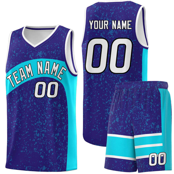 Custom Royal Sky Blue Dot Graffiti Pattern Irregular Team Names Sports Uniform Basketball Jersey | BuyFootballJersey