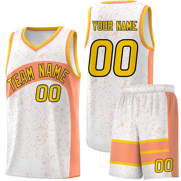 Custom White Light Orange Dot Graffiti Pattern Irregular Team Names Sports Uniform Basketball Jersey | BuyFootballJersey