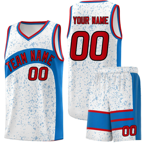 Custom White Royal Dot Graffiti Pattern Irregular Team Names Sports Uniform Basketball Jersey | BuyFootballJersey