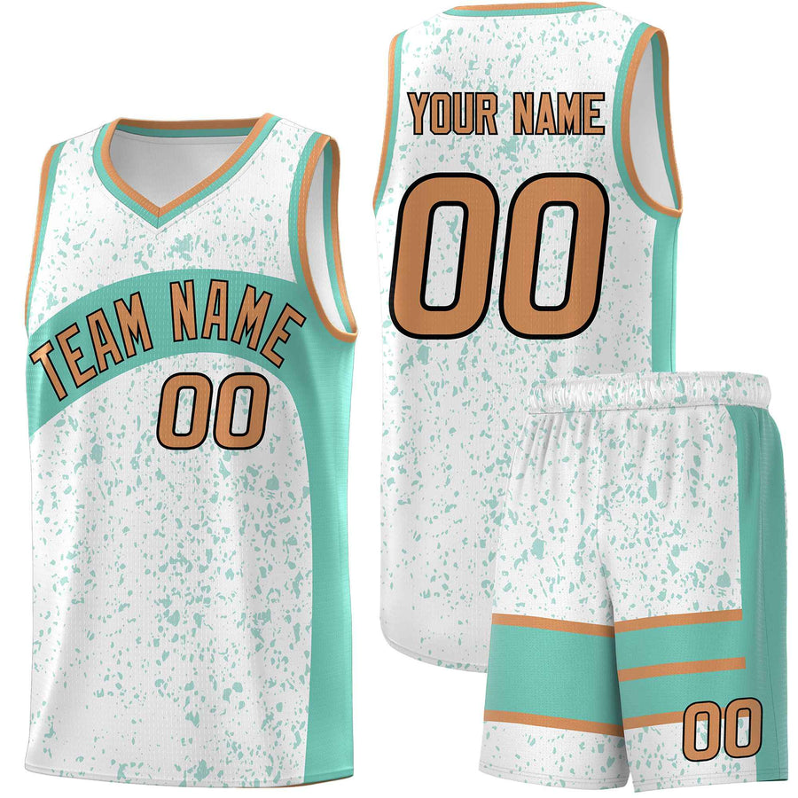 Custom White Bright Green Dot Graffiti Pattern Irregular Team Names Sports Uniform Basketball Jersey | BuyFootballJersey
