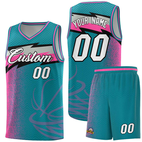 Custom Aqua Dot Scatter Graffiti Pattern Sports Uniform Basketball Jersey | BuyFootballJersey
