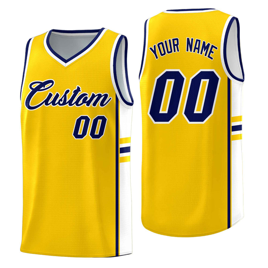 Custom Gold White Classic Color Block Lightweight Personalized Uniform Basketball Jersey | BuyFootballJersey
