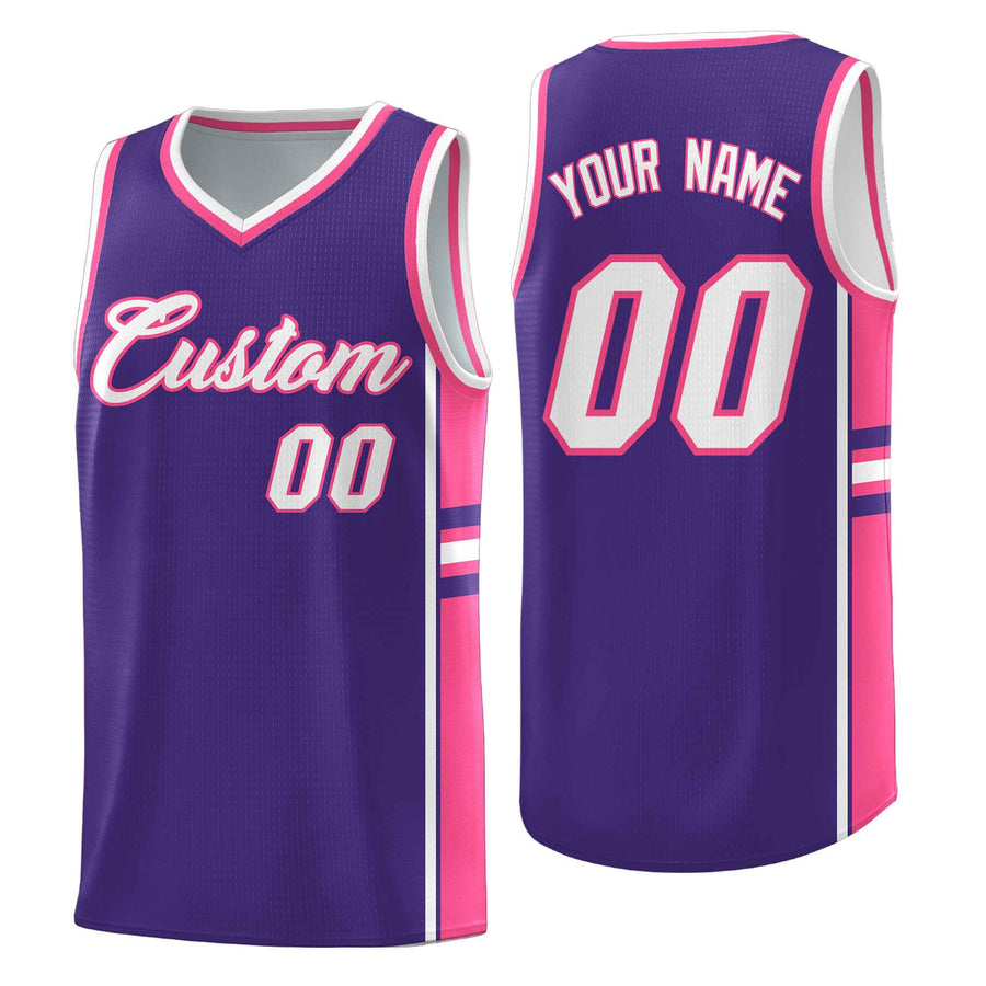 Custom Purple Pink Classic Color Block Lightweight Varsity Uniform Basketball Jersey | BuyFootballJersey