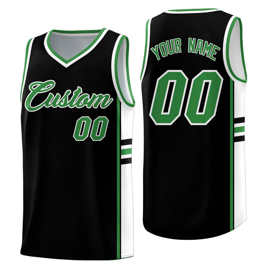 Custom Black Kelly Green Classic Color Block Quick-Drying Personalized Uniform Basketball Jersey | BuyFootballJersey