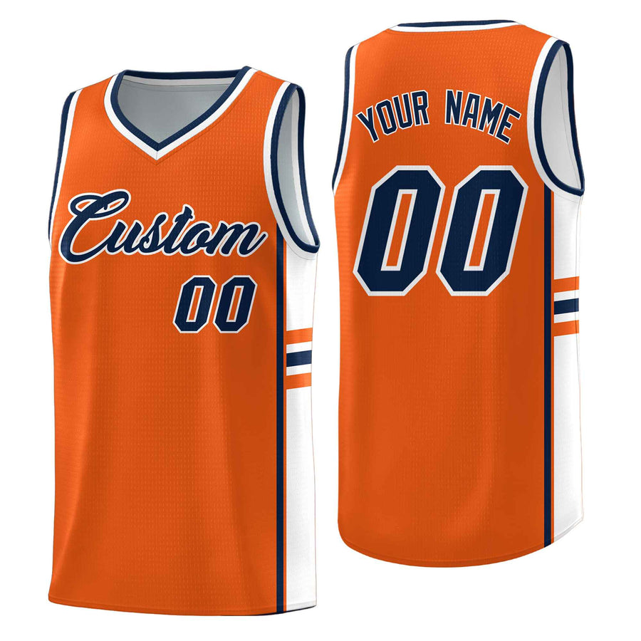 Custom Orange White Classic Color Block Breathable Varsity Uniform Basketball Jersey | BuyFootballJersey
