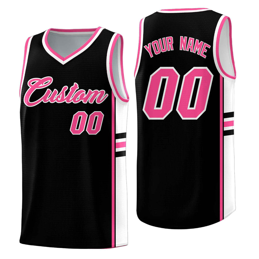 Custom Black Pink Classic Color Block Drapable Personalized Uniform Basketball Jersey | BuyFootballJersey