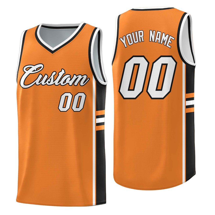 Custom Gold Orange Black Classic Color Block Quick-Drying Personalized Uniform Basketball Jersey | BuyFootballJersey