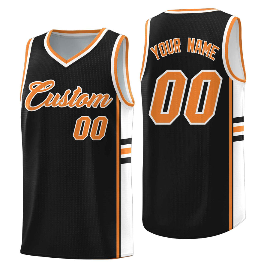 Custom Black Gold Orange Classic Color Block Lightweight Varsity Uniform Basketball Jersey | BuyFootballJersey