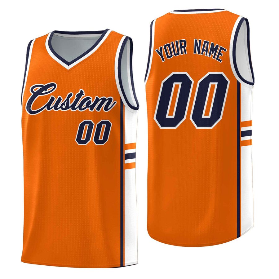 Custom Orange White Classic Color Block Lightweight Varsity Uniform Basketball Jersey | BuyFootballJersey