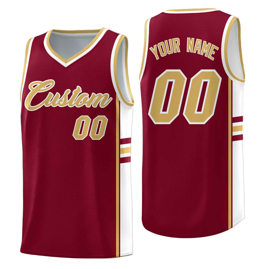 Custom Crimson Old Gold Classic Color Block Breathable Personalized Uniform Basketball Jersey | BuyFootballJersey