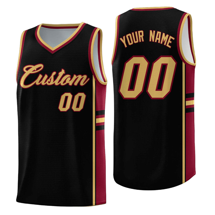 Custom Black Crimson Classic Color Block Quick-Drying Varsity Uniform Basketball Jersey | BuyFootballJersey